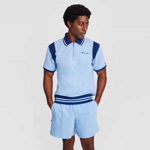 Champion Men's Short Sleeve Zip Polo T-Shirt - Placid Blue XL : Target