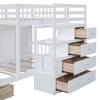 NicBex Full over Twin Bunk Bed Wood Bed Frame with 5 Drawers, Wardrobe, Stairs and Full Length Guardrail, No Box Spring Required - 4 of 4