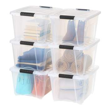 Plastic Storage Bins, Stackable Storage Container with Secure Latching  Buckles and Black Lid, 5 Qt.