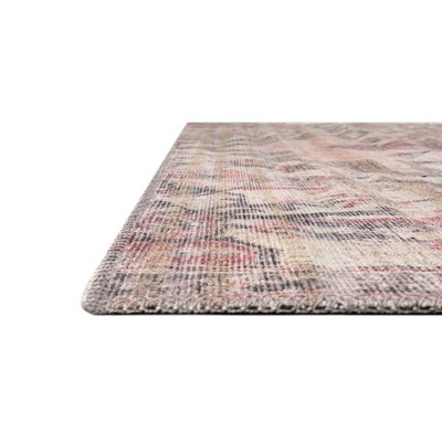 Beige Pink Synthetic Reversible Indoor Runner Rug