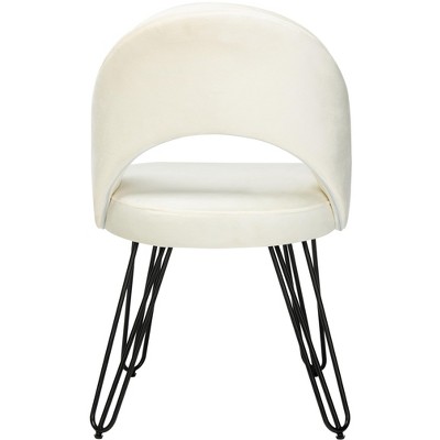 Creme Velvet & Matte Black Transitional Side Chair