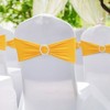 VEVOR Stretch Spandex Chair Sashes, Chair Slipcover and Stretch Chair Sash with Round Buckle, Elastic Chair Bands, (50 PCS Golden Yellow) - 2 of 4