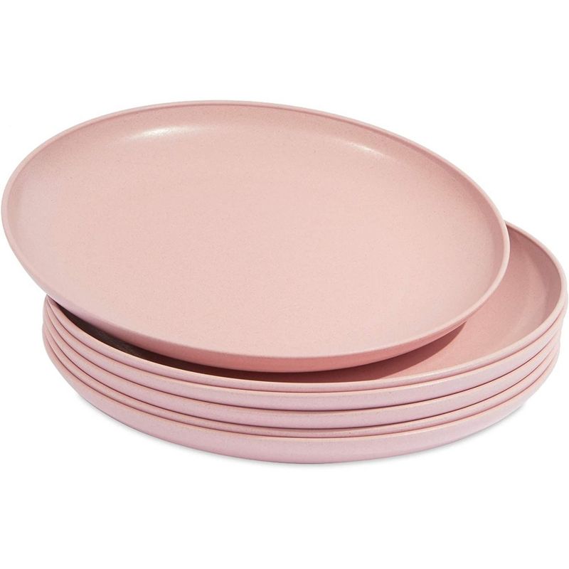 Okuna Outpost Set of 6 Pink Unbreakable Wheat Straw Cereal Dinner Plates Set for Kids, 8 In, 5 of 8