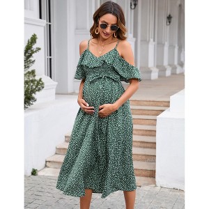 knee length dresses for ladies Anika Cold-Shoulder Pearl Mesh Formal Midi Dress