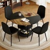 KTMBDW 5-Piece Dining Table Set, 47" Splicing Circular Kitchen Table with 2-Layer Storage and 4 Dining Chair, Modern Dining Room Table - 3 of 4