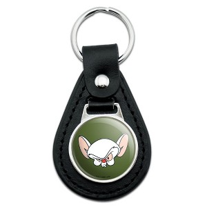 Pinky and the Brain The Brain Head Black Leather Keychain - 1 of 4