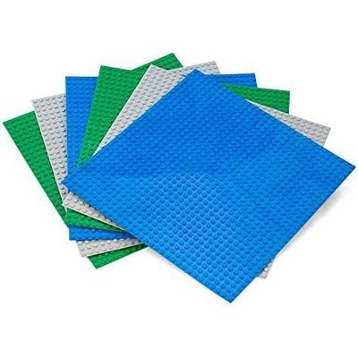 SCS Direct Bricks Building Blocks Baseplates- Large 10x10" Variety Pack w Dual Connectivity, 6 Pk Compatible w All Major Building Blocks Brands