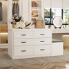 FUFU&GAGA Bench Organizer Storage Cabinet with Seating Hidden Compartment 6 Drawer Dresser Bedroom or Closet - 4 of 4