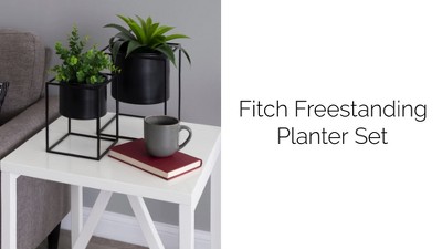 Gold Metal Geometric Frame Planter Set of 2