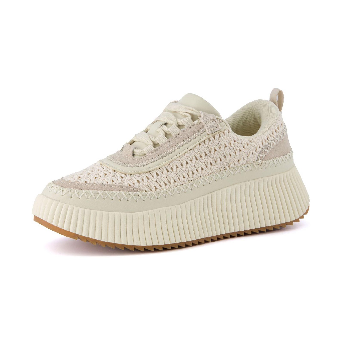 Женские кроссовки CUSHIONAIRE Loop Lace up Woven Platform Sneaker +Comfort Foam, Beige, цвет: Бежевый — фото 1