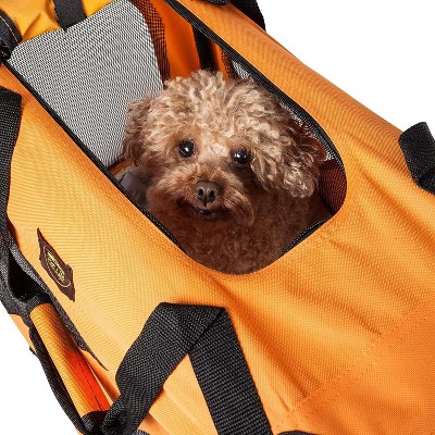 Large Orange Nylon Soft-Sided Dog Crate with Mesh Panels