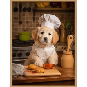 Amanti Art Golden Retriever Puppy Chef by Andreas Magnusson Framed Canvas Wall Art - 1 of 4