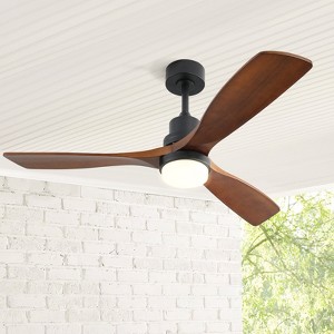 Walnut Wood Ceiling Fans with Lights and Remote Noiseless Reversible DC Motor 3 Blades for Farmhouse Patio Living Room Bedroom Office Indoor Outdoor - 1 of 4