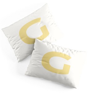 Deny Designs Standard April Lane Art Block Yellow Monogram G Microfiber Printed Pillow Sham - 1 of 3