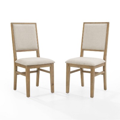 Joanna Cream Linen and Light Wood Rustic Dining Chair Set