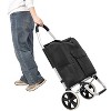 Angel Sar Foldable Shopping Trolley with Wheels & Removable 40L Oxford Bag, Black Shopping Cart with 40kg Capacity for Groceries - 4 of 4
