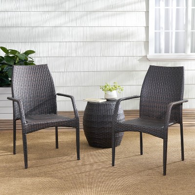 Christopher Knight Home Buchanan Outdoor Wicker 3 Piece Stacking Chair Chat Set, Multibrown