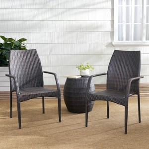 Christopher Knight Home Buchanan Outdoor Wicker 3 Piece Stacking Chair Chat Set, Multibrown - 1 of 4
