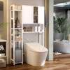 Aheaplus 7-Tier Bathroom Organizer Cabinet with Doors and 4 Hooks, Over The Toilet Storage Cabinet with Adjustable Shelf - 2 of 4