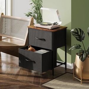2 Drawer Nightstand for Bedroom, Small Bedside Furniture, Night Stand, End Table with Fabric Bins for Bedroom, Closet, Entryway - 1 of 4