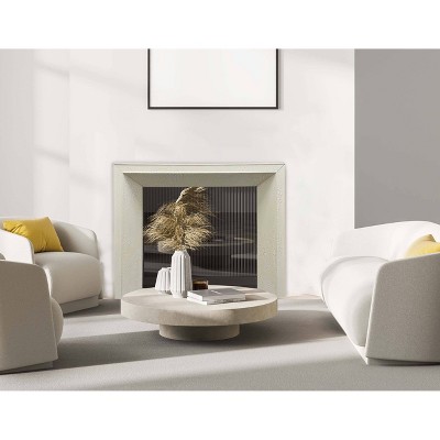 Distressed Cream MDF Decorative Fireplace Mantel, 50" x 40"