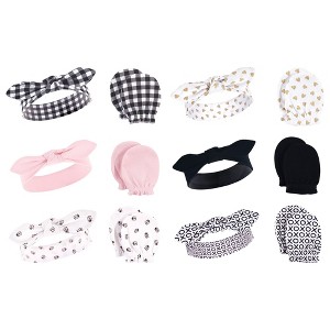 Hudson Baby Infant Girl 12Pc Cotton Headband and Scratch Mitten Set, Lady Bug Xoxo, 0-6 Months - 1 of 3