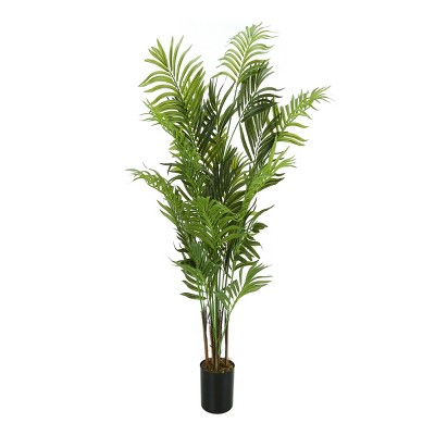GlasFlength Artificial Plants Artificial Rubber Tree Artificial Areca Palm Tree Faux Plants for Indoor Home Decor, Green, 27.5"*27.5"*47.25"