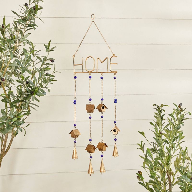 33&#34; Iron Traditional Home Windchime Gold/Blue - Olivia &#38; May, 2 of 7
