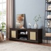 NicBex TV Stand for 70 Inch TV with 2 Natural Rattan Cabinets,TV Entertanment Center with 2 Storage Shelves,TV Console Table for Living Room,Espresso - 2 of 4