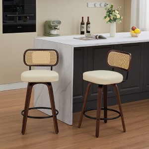 NicBex Set of 2 Bar Stools for Kitchen Island,Swivel Counter Bar Stools with Walnut Bentwood Frame,Bar Chairs for Dining Rooms,Kitchens - 1 of 4