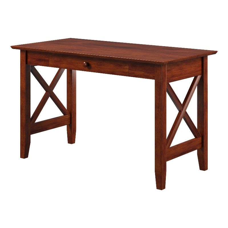 AFI 48" Solid Wood X Design Writing Desk with Drawer in Walnut, 2 of 8