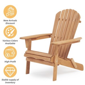 DOMETOUR Wooden Outdoor Folding Adirondack Chair Set of 2 for Garden, Lawn, Backyard, Deck, Poolside, Fire Pit, Half Assembled - 1 of 4