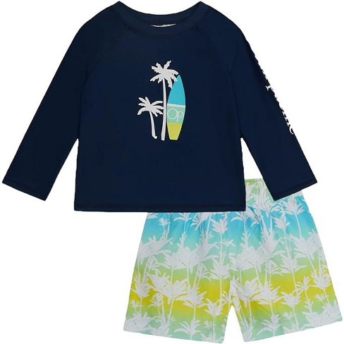 Ocean Pacific Big Boy's Rash Guard And Trunks Swimsuit Set, L/s Navy ...