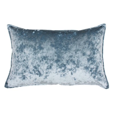 14"x22" Oversize Ibenz Ice Velvet Lumbar Throw Pillow Blue - Decor Therapy