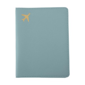 Unique Bargains Gold-stamped Airplane Pattern Passport Holder 1 Pc - 1 of 4