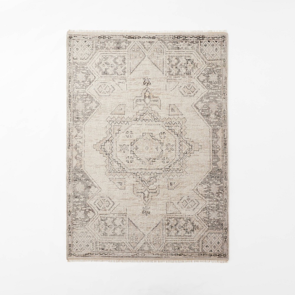 Photos - Area Rug 7'x10' Knolls Authentic Handknotted Distressed Persian Rug Gray/Ivory/Black - Threshold™ designed with Studio McGee