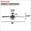 Honeywell Ceiling Fans Carnegie Industrial 52 Inch Ceiling Fan with Light, LED Fan with Remote Control, Indoor Fan, 5 Contemporary Blades, Gun Metal - 3 of 4