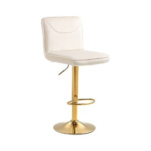 Set of 2 360° Velvet Swivel Adjustable Counter Height Bar Stools with Back and Footrest - 1 of 4