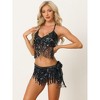 Allegra K Women's Sequins Tassel Crop Top and A Line Sparkly Dance Shiny Skirts Set - 3 of 4
