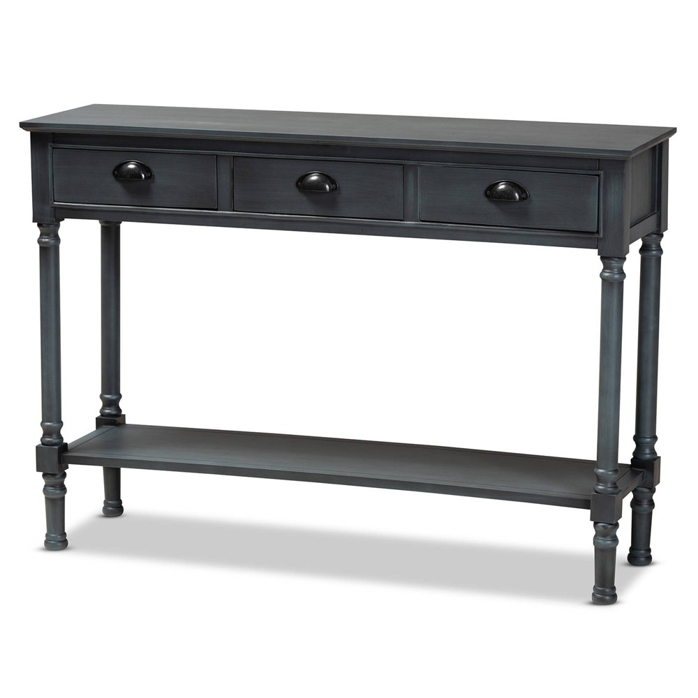 Photos - Coffee Table Garvey Wood 3 Drawer Entryway Console Table Gray - Baxton Studio