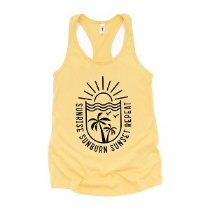 Simply Sage Market Women's Sunrise Sunburn Sunset Repeat Beachscape Racerback Graphic Tee - 1 of 2