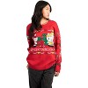 Hello Kitty & Mimmy Happy Holidays Women's Red Crew Neck Long Sleeve Oversized Sweater - 4 of 4