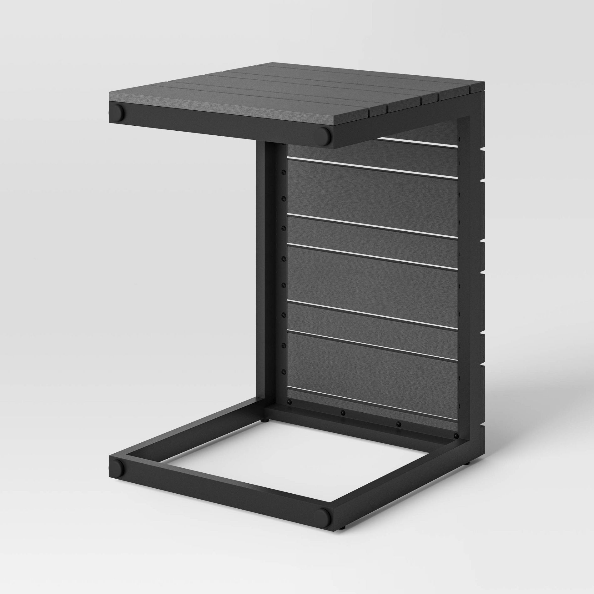 Esker Recycled Resin Rectangle C-Shaped Patio Accent Table Gray - Threshold™