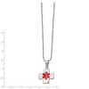 Chisel Stainless Steel Polished Red Enamel Cross Medical ID Pendant Ball Chain Necklace 20" - 2 of 2