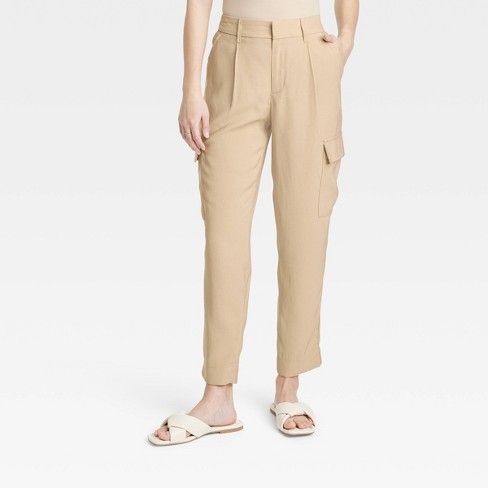 Women's Tapered Ankle Cargo Pants - A New Day™ Tan 0 : Target