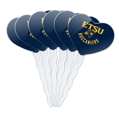 ETSU Buccaneers Heart Love Cupcake Picks Toppers Decoration Set of 6