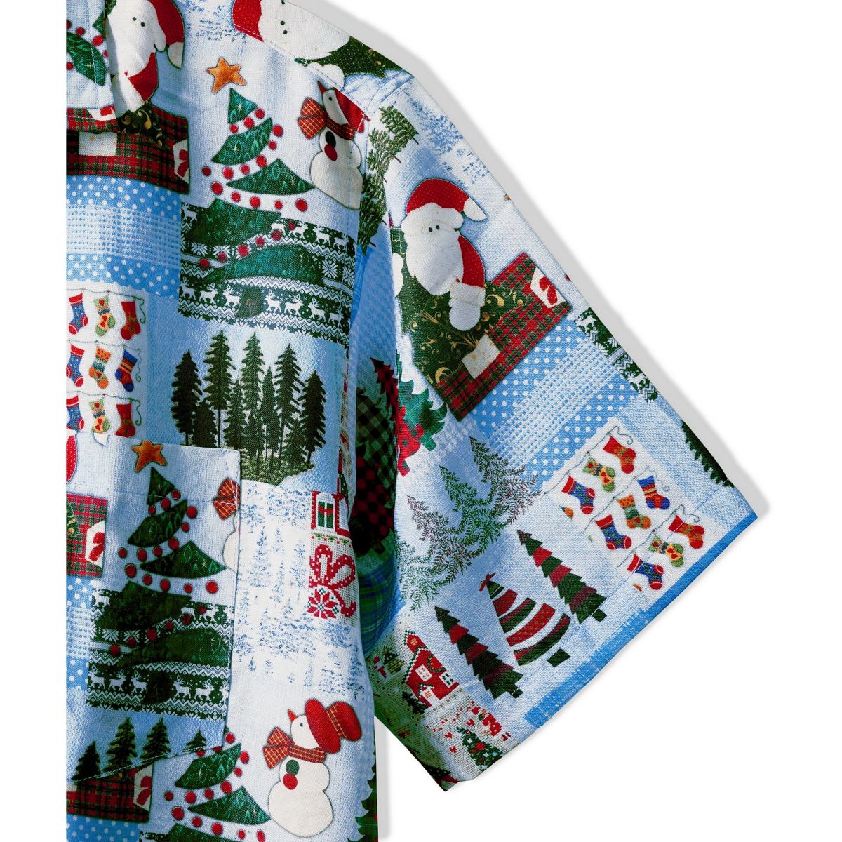 HAPPY BAY Men's Holiday Beach Short Sleeve Vacation Hawaii Santa Claus Party Holiday Shirt Hawaiian Christmas Tree Shirts for Men XXL Blue - thumbnail 4