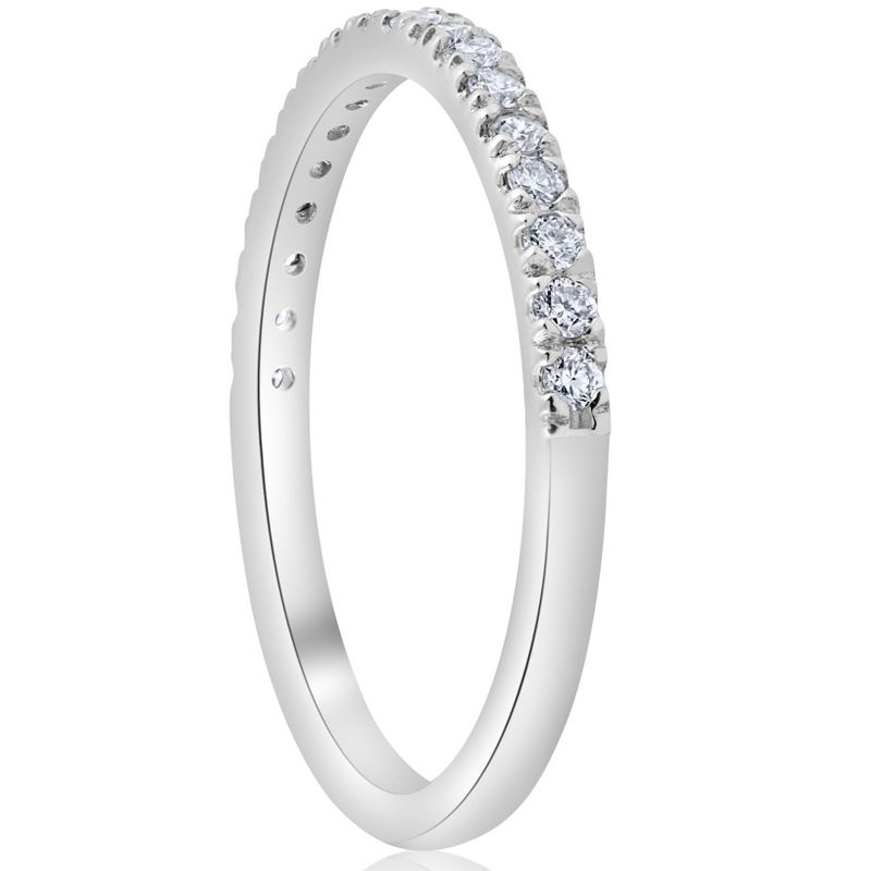 Pompeii3 1/5ct Pave Diamond Wedding Ring Stackable Anniversary Band 14k White Gold, 3 of 6
