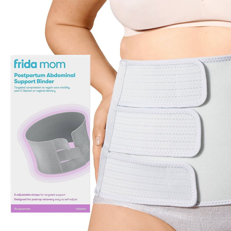 Frida Mom Postpartum Abdominal Support Binder: Spandex, Front Hook and Loop Fastener, Back Elastic, Under Belly, 1 of 6