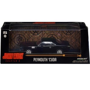 1971 Plymouth Barracuda Black "John Wick: Chapter 4" (2023) Movie "Hollywood" Series 1/43 Diecast Model Car by Greenlight - 1 of 3